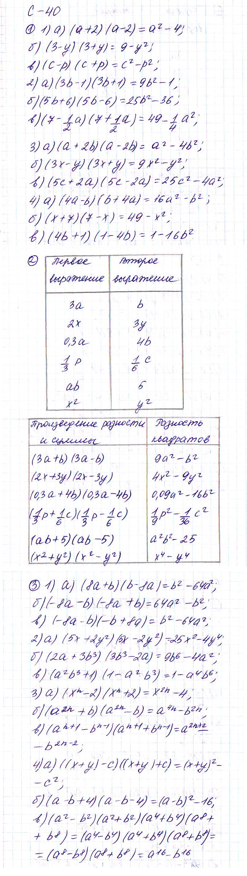 ГДЗ по алгебре 7 класс - Дидактические материалы. Самостоятельные работы, Вариант  1. Ответ на вопрос № с-40